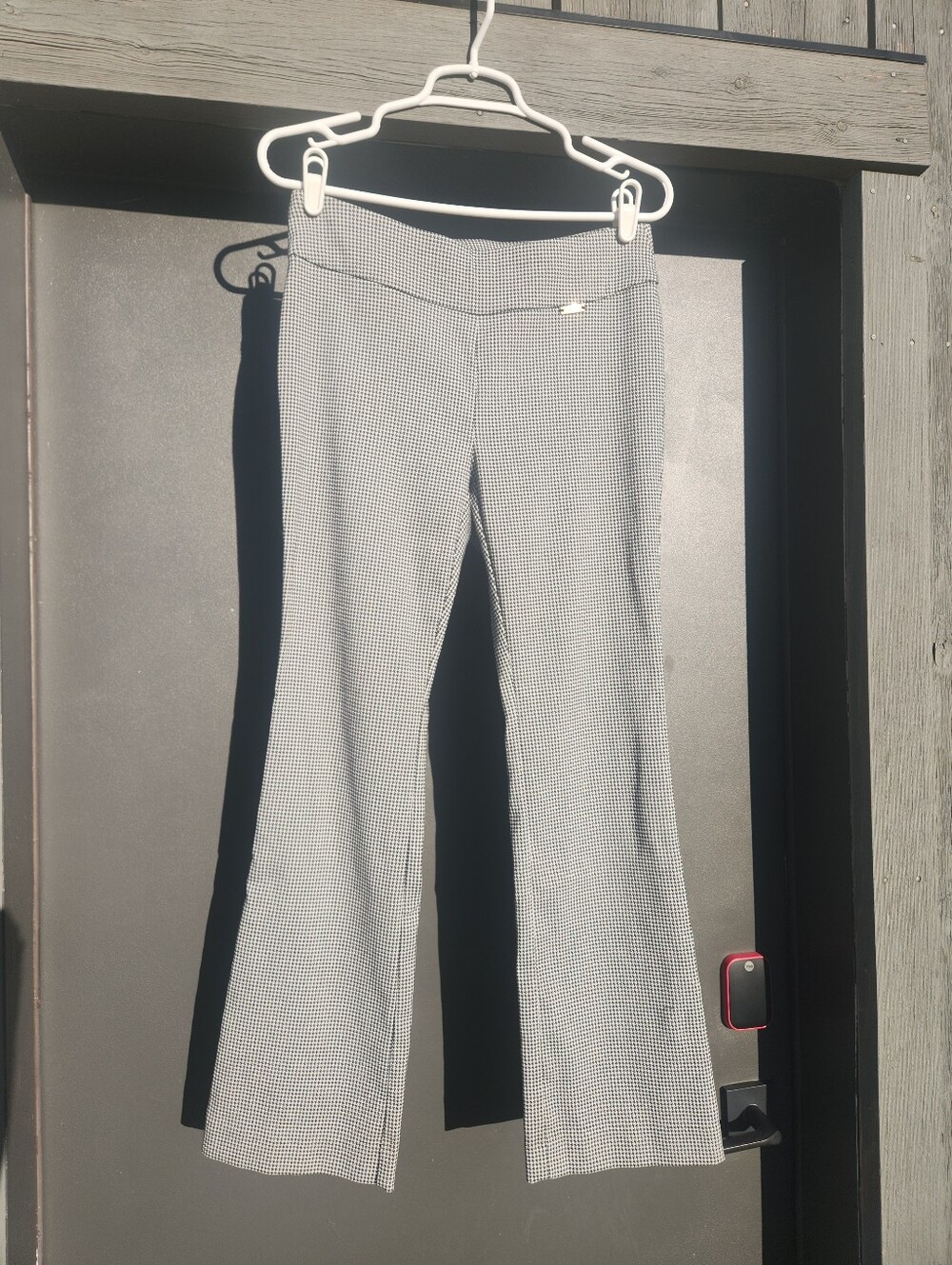 INC Women's Gray Checked Flared Pants